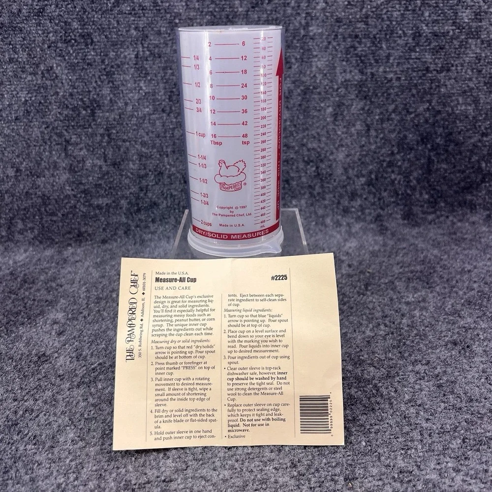 Pampered Chef Measure-All 2 Cup #2225 Measuring Push Up Wet Dry Ingredients
